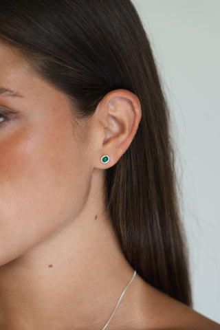 Glimmer Studs - Green Agate