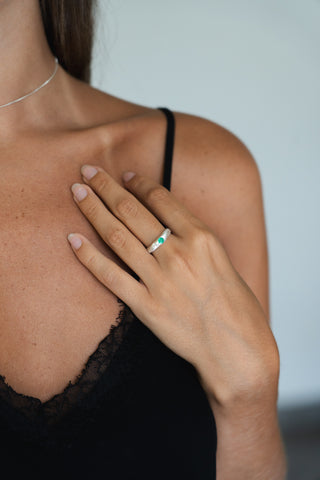 Déjà Vu Ring - Green Agate & White Topaz