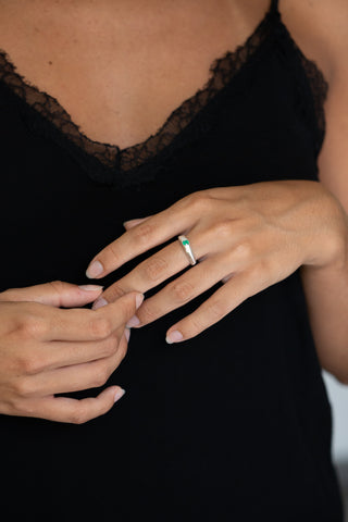 Déjà Vu Ring - Green Agate & White Topaz